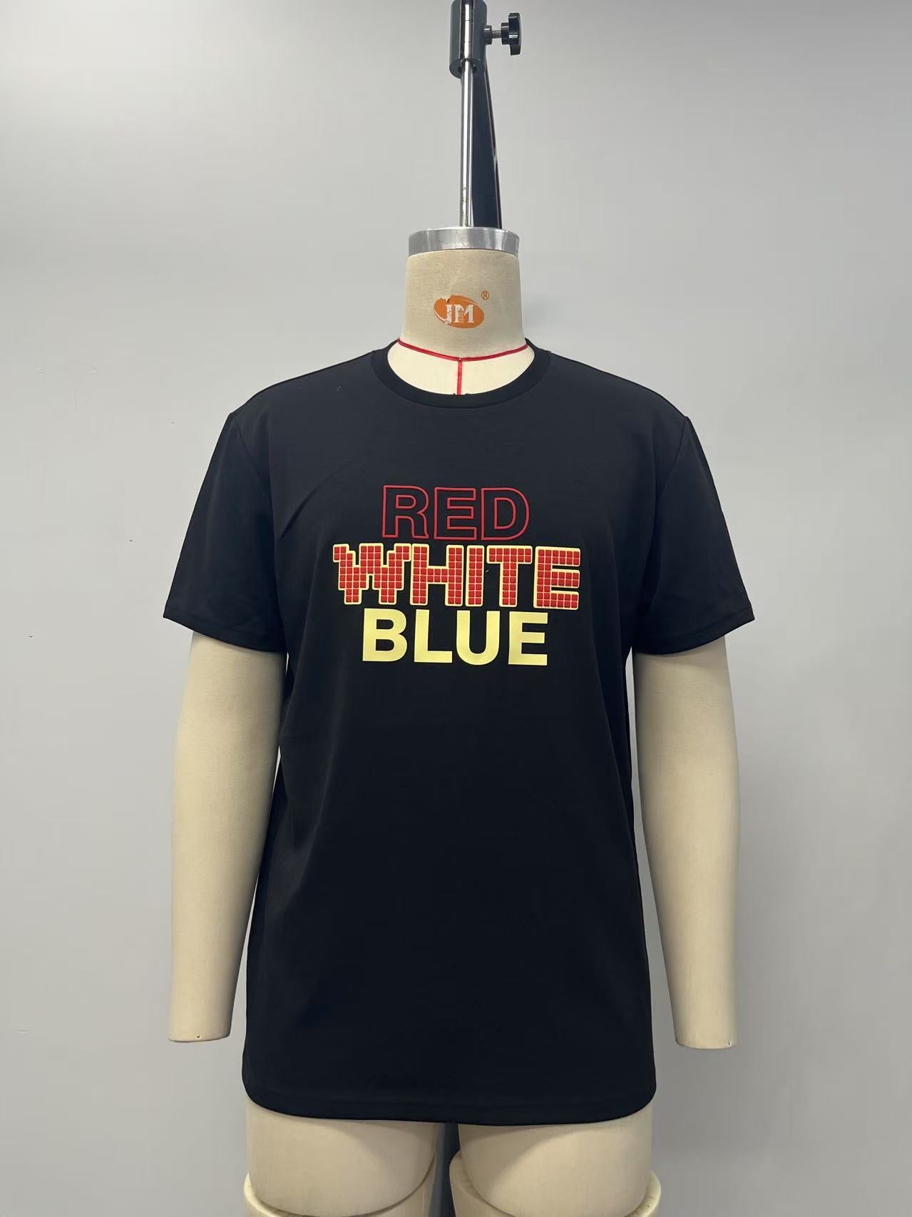 Black tee with Lego checkered letter print