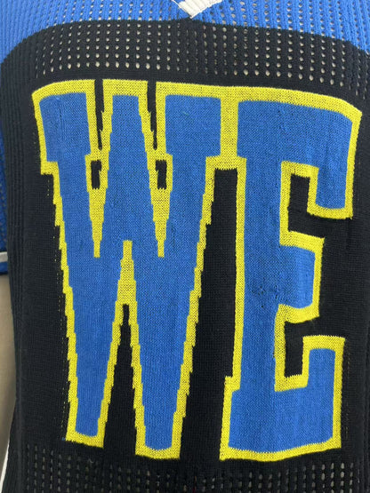 Men's Hollowed-Out  Pattern V-Neck Short Sleeve Striped See-Through Knit Top