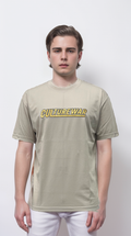 Printed T-shirt features a metallic texture