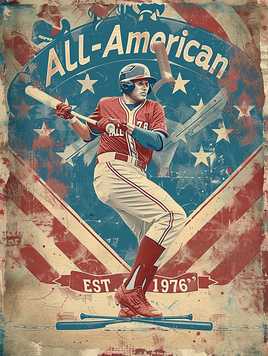 Vintage baseball print men's t-shirt