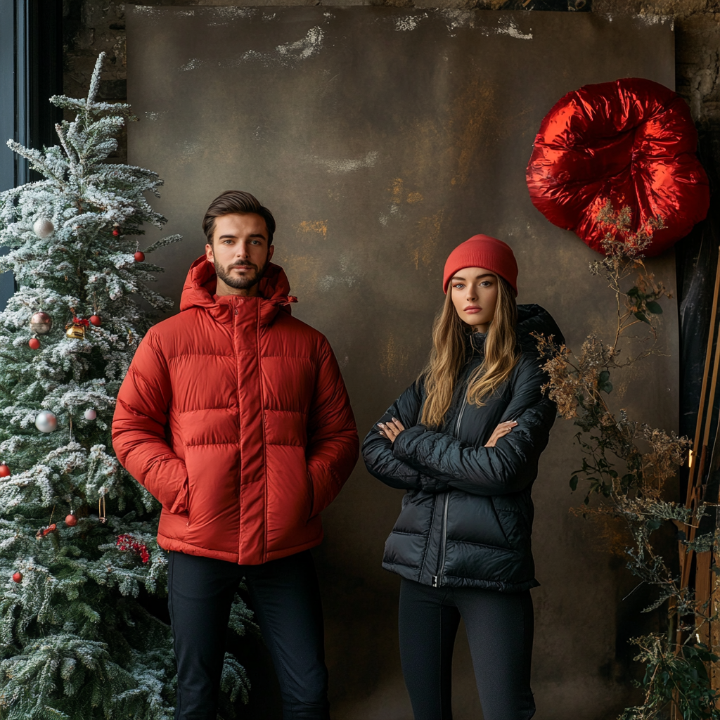 Christmas-inspired down jackets