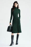 Green plaid maxi skirt