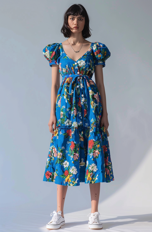 Blue floral dress