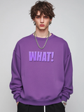 Purple sweatshirt for men features a 3D silicone letter print