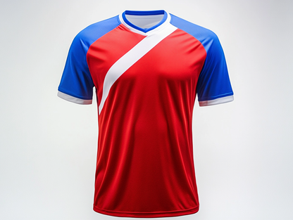 Red and blue flag-inspired colors jersey