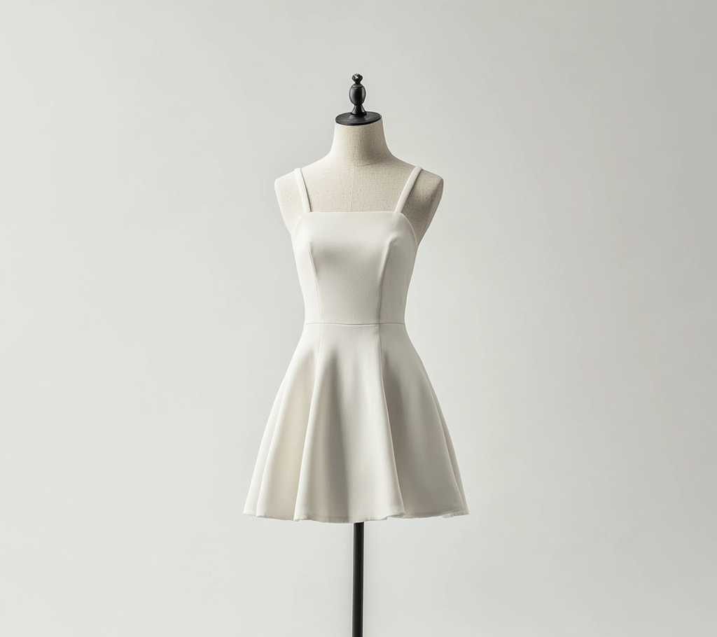 White solid color dress has a simple design