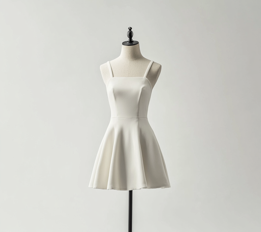 White solid color dress has a simple design