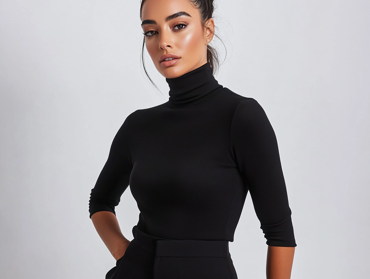 Women sleek black shirt top