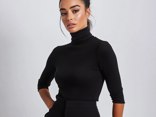Women sleek black shirt top