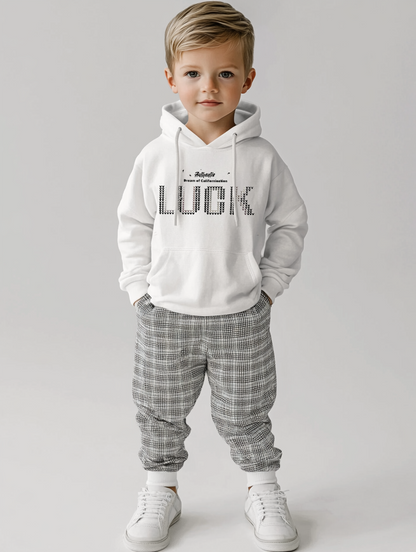 Children's White Hoodie with Dual-Color Print