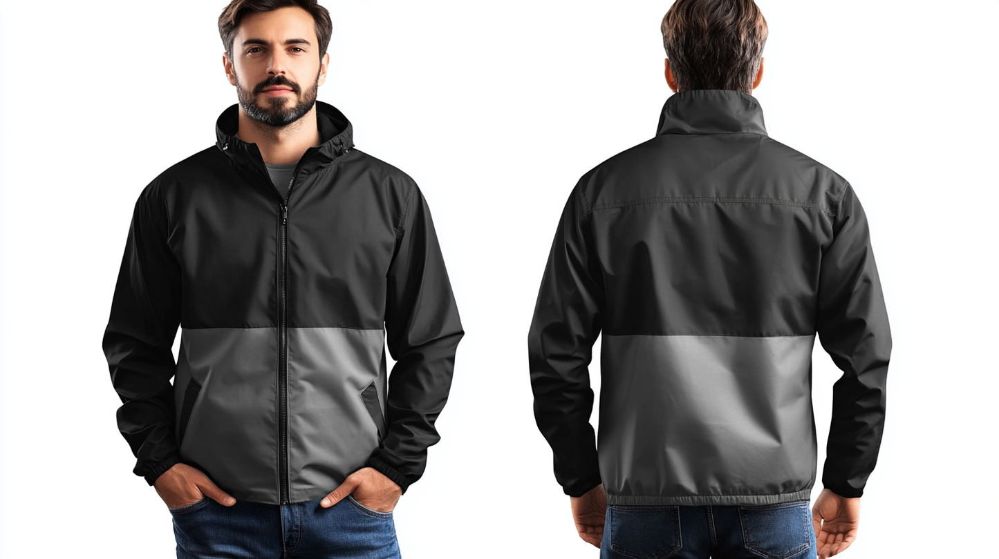 Men's black windbreaker jacket