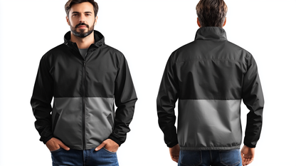 Men's black windbreaker jacket
