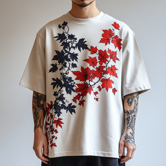 Maple leaf print T-shirt