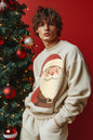 Men's sweatshirt features a festive Santa Claus print