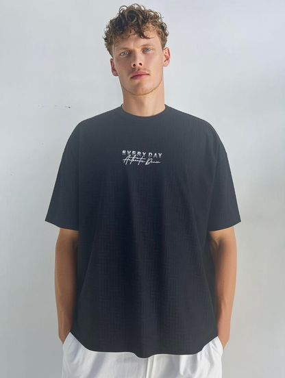 Jacquard fabric T-shirt with embroidery