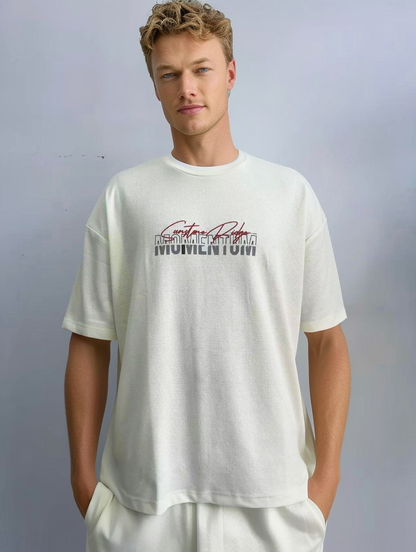 White jacquard fabric T-shirt