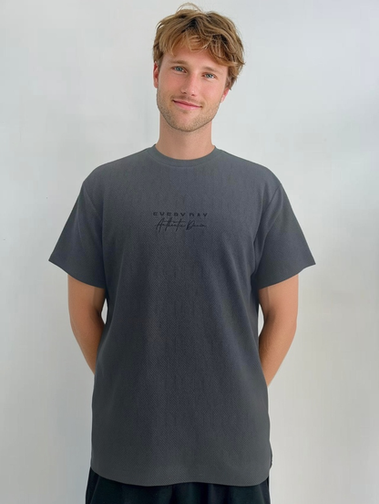 Dark gray jacquard fabric T-shirt