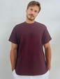 Dark red jacquard fabric T-shirt