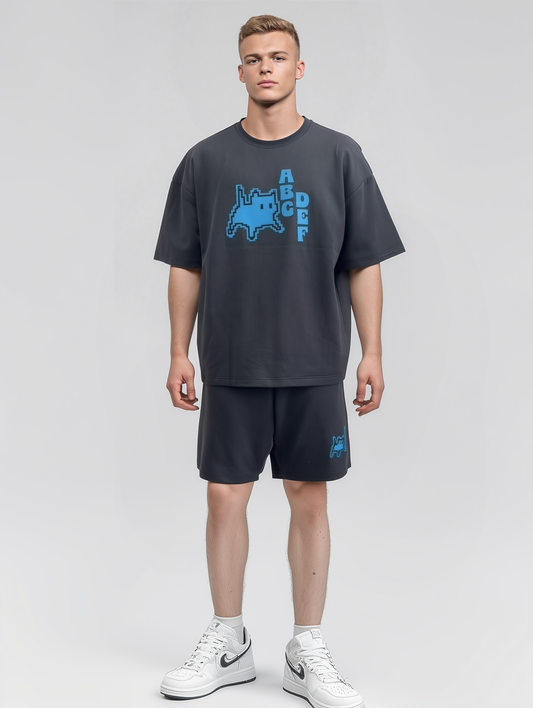 Men's printed loose-fitting short-sleeved and short-pants set