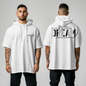 Men's white short-sleeved hoodie